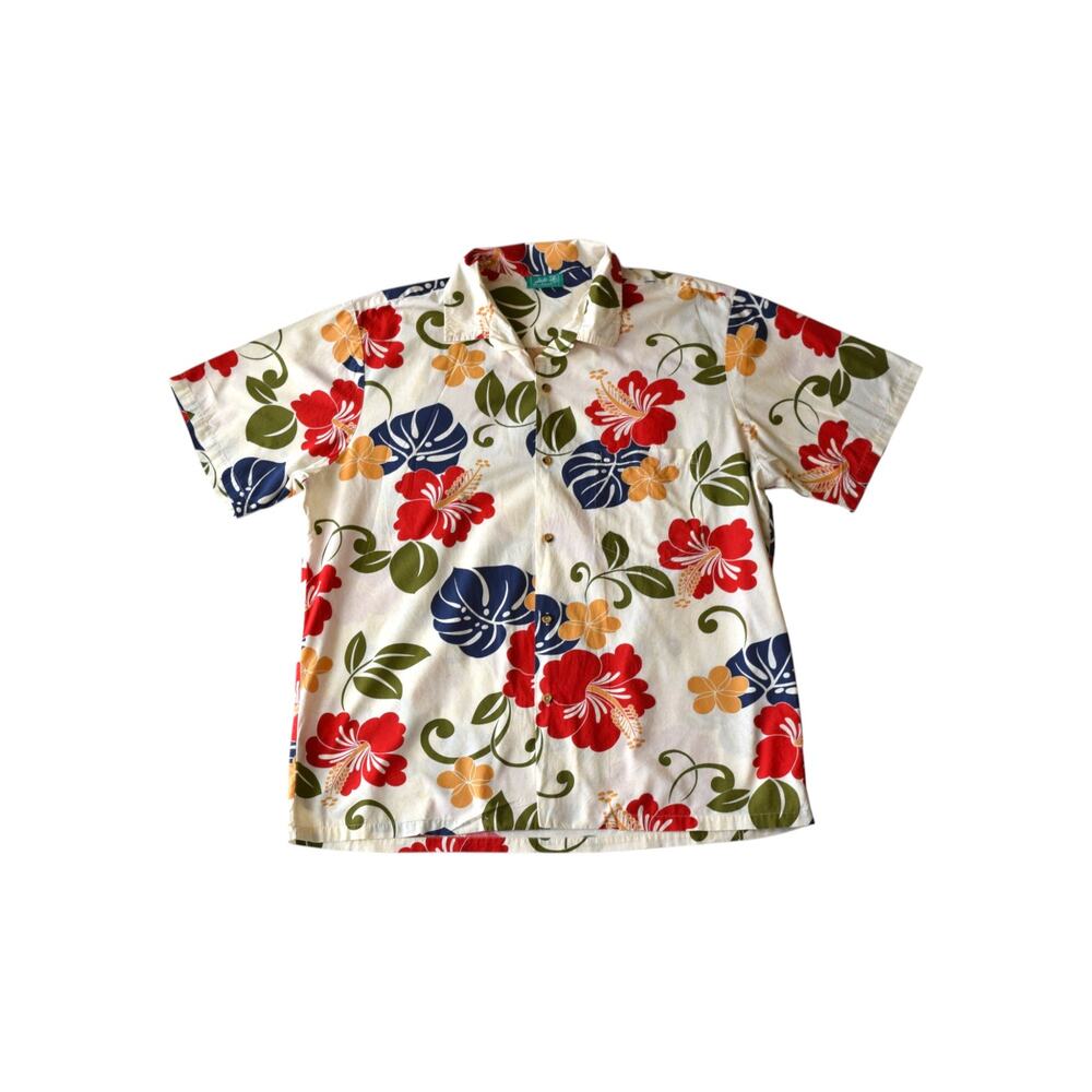 Vintage Jade Fashions Hawaiian Shirt XL 100% Cotton Aloha Floral